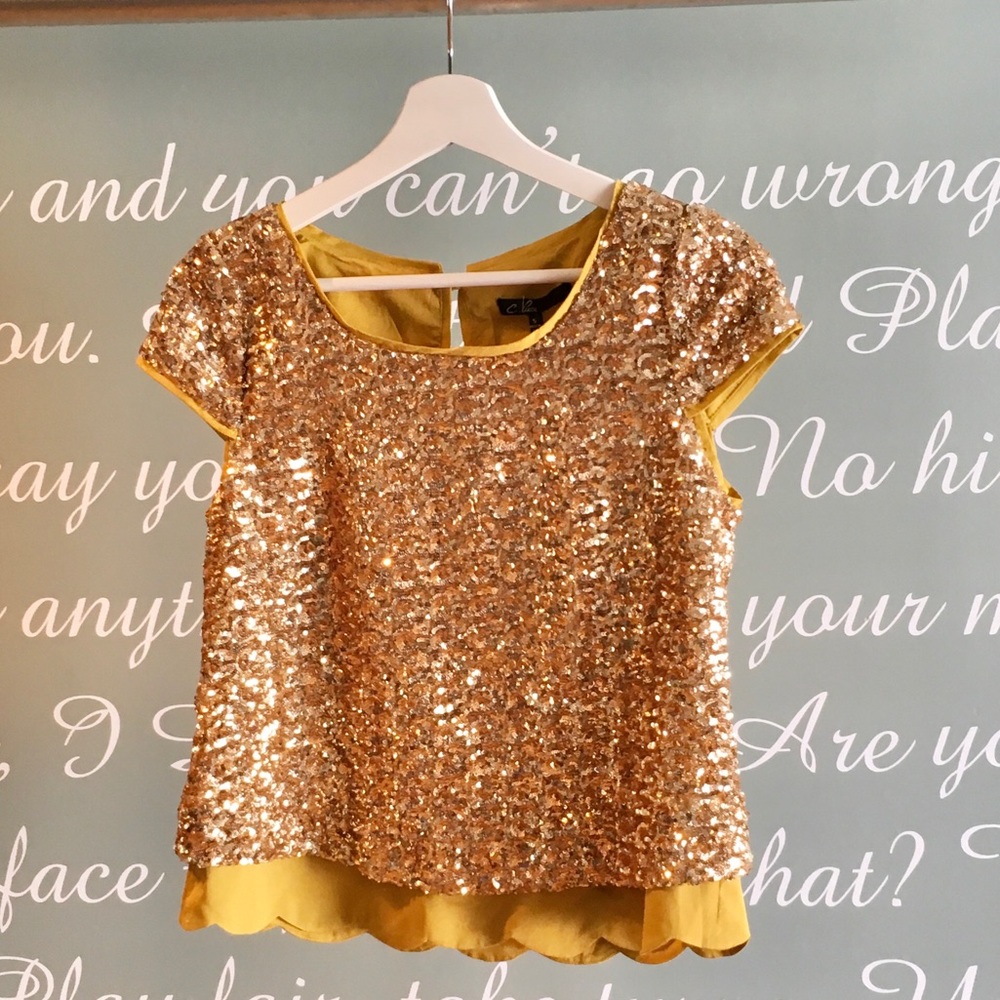 C.LUCE GOLD SEQUIN TOP